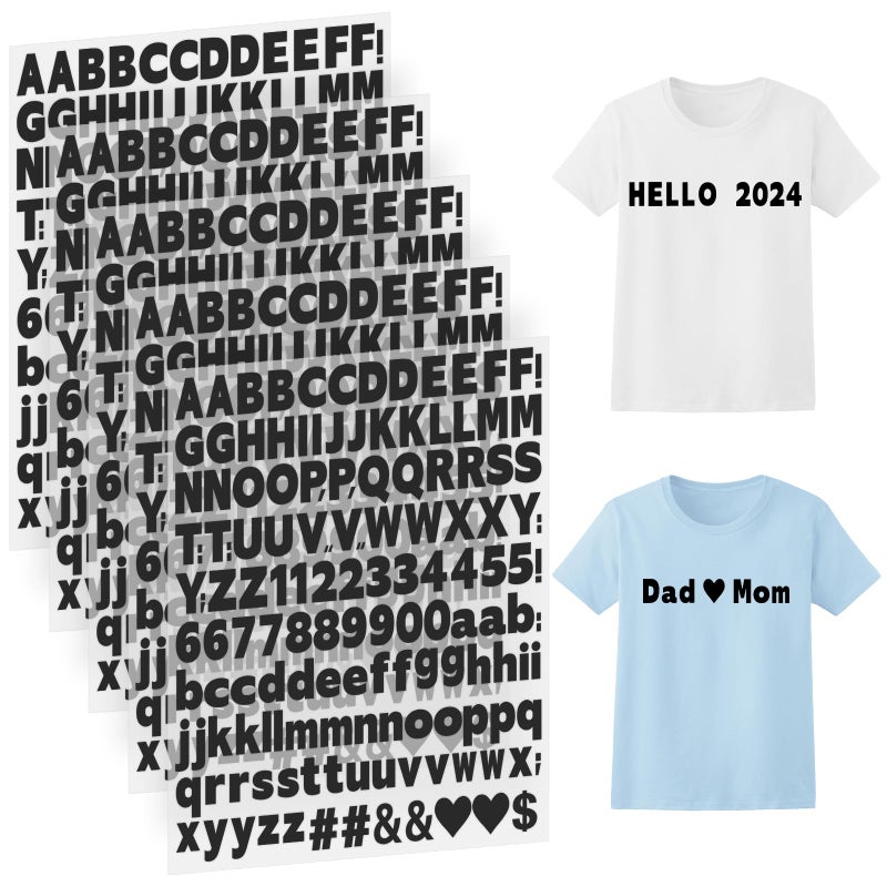 Craftizon 1 Inch Iron on Letters and Numbers for Clothing  5 Sheets 755 Pieces Vinyl Heat Transfers Letters with A-Z and 0-9 Iron on Letters for Fabric Numbers Alphabet Sticker for T-Shirt Designs DIY Craft - Image 1